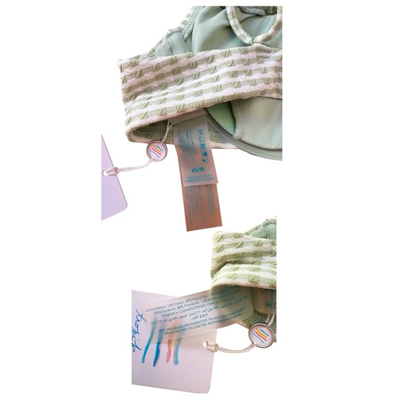 Tropik, Textured Bralette Bikini Top, XS, Green & White ☀️ - Picture 4 of 5